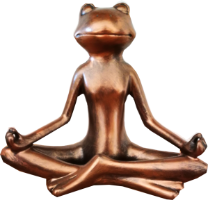 Goldener Frosch beim Meditieren